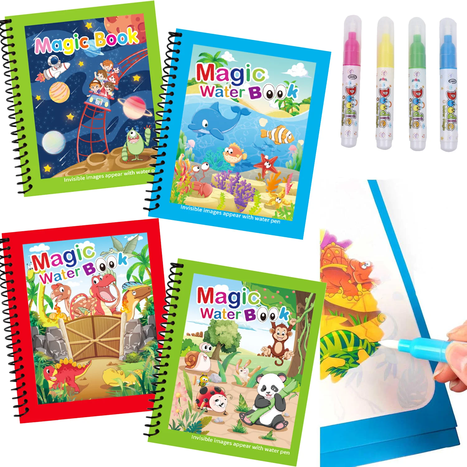 Reusable Water Magic Coloring Book - Волшебная книга для рисования водой, многоразовая