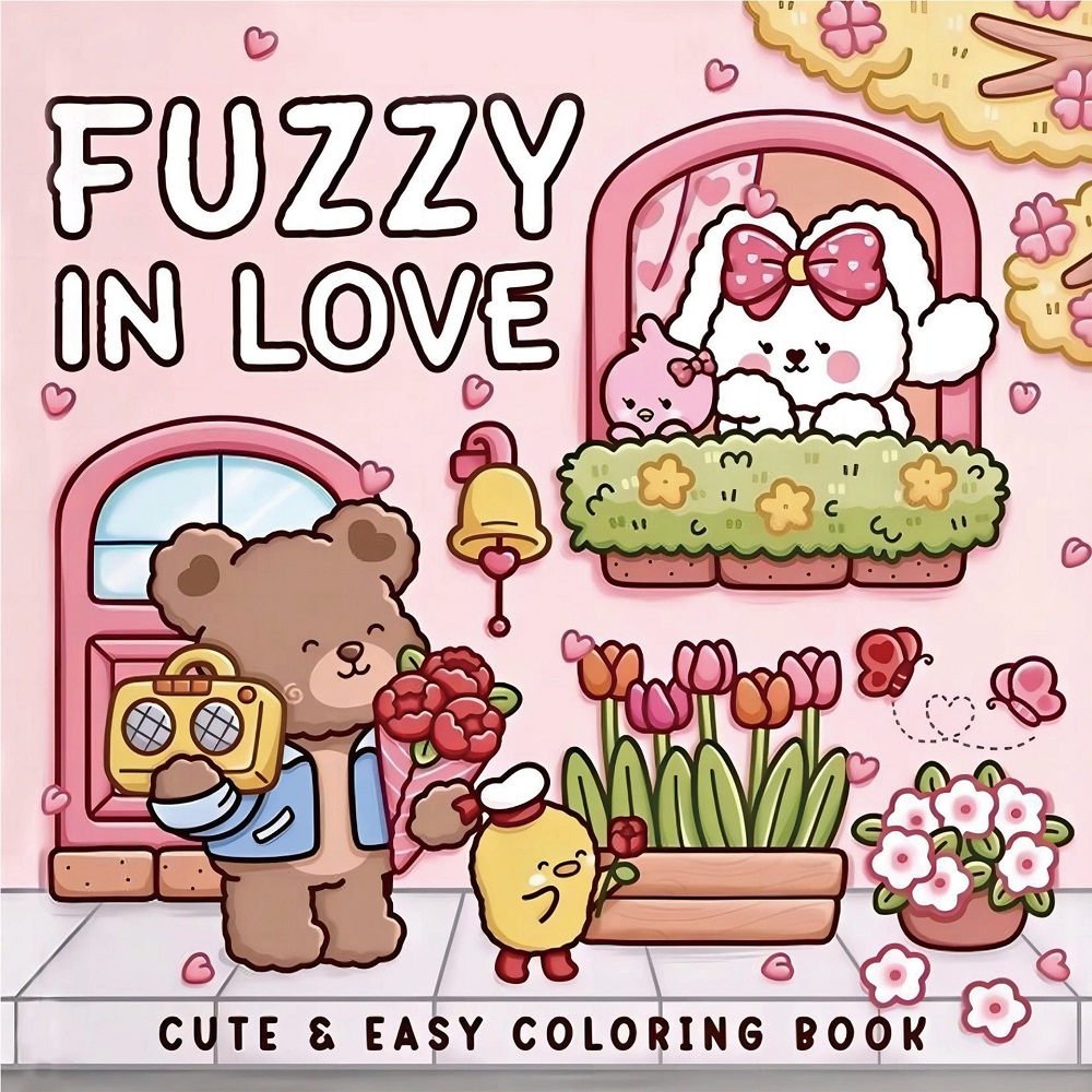 Adult Coloring Book Stress Relief - FUZZY IN LOVE книжка-раскраска с яркими