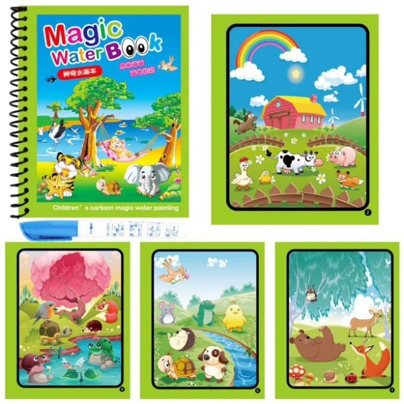 Reusable Water Magic Coloring Book - 1 шт. многоразовая волшебная водная книга,