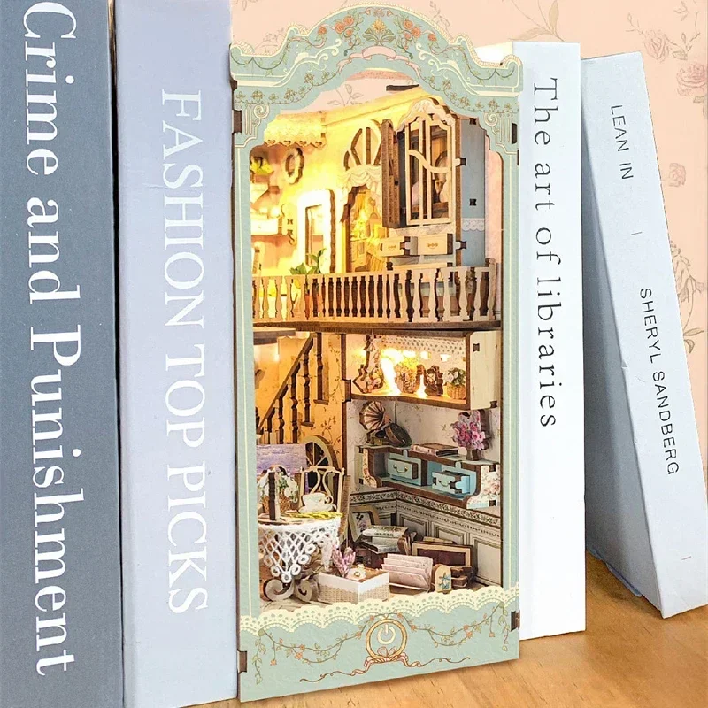 Diy Wooden Book Nook Kit Shelf Insert - DIY деревянные пасторальные подставки для книг