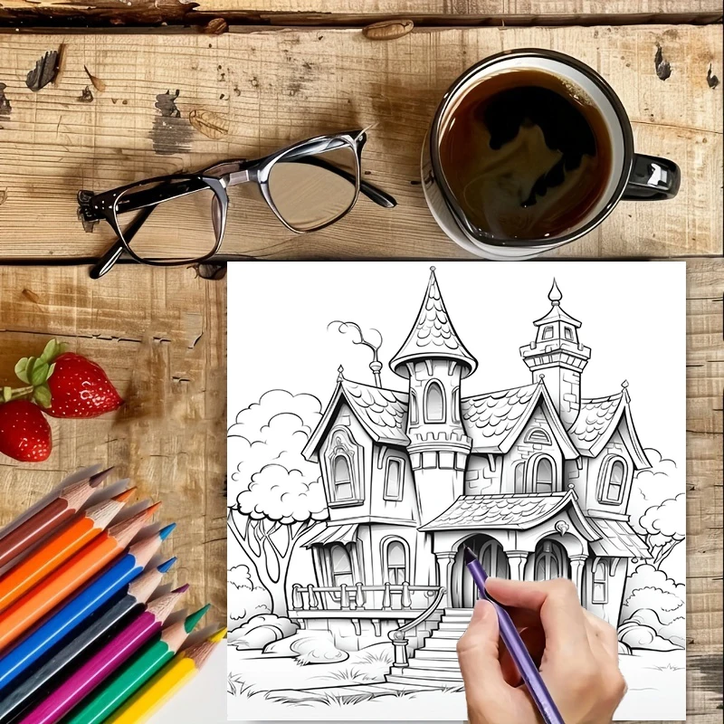 Книга-раскраска «Дом с привиде – обзор и цена Adult Coloring Book Stress Relief